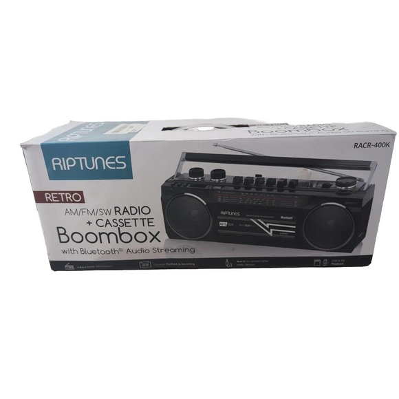 Riptunes Retro AM/FM/SW Radio/Cassette/Bluetooth and USB/SD card Racr400k